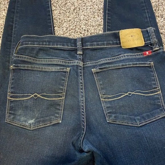 LUCKY BRAND Dark-Med Wash BLUE STRETCH Ankle JEANS * BROOKLYN SKINNY * sz 2 / 26 - Picture 7 of 12